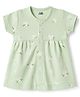 Rabbit Cotton Knit One Piece Dresses/Frocks Half Sleeves Flower S Green 0-1 Month