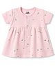 Rabbit Cotton Knit One Piece Dresses/Frocks Half Sleeves Flower S Pink 1-3 Months