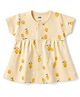 Rabbit Cotton Knit One Piece Dresses/Frocks Half Sleeves Mango Print S Yellow 0-1 Month