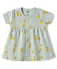 Rabbit Cotton Knit One Piece Dresses/Frocks Half Sleeves Print S Blue 0-1 Month