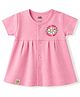 Rabbit Cotton Knit One Piece Dresses/Frocks Half Sleeves Happy Day Text Print S Pink 0-1 Month