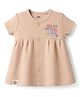 Rabbit Cotton Knit One Piece Dresses/Frocks Half Sleeves Round Neck Wonderful Print Beige 0-1 Month