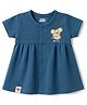 Rabbit Cotton Knit One Piece Dresses/Frocks Half Sleeves You & Me Print S Blue 1-3 Months