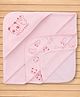 Pink Rabbit Terry Knit Hooded Towel With Animal Print L 80 x B 80 cm - Pink