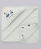Pink Rabbit Terry Knit Hooded Towel with Boat Print L 80 x B 80 cm - Mint