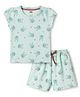 Pink Rabbit Interlock Knit Half Sleeves Bunny & Floral Printed Co-Ords T-Shirt & Shorts Set - Mint