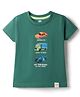 Pink Rabbit Sinker Knit Half Sleeves T-Shirt With Car Print - Dark Green