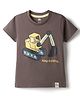 Rabbit Sinker Knit T-Shirts Half Sleeves Crane Print Grey 4-5 Years