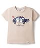 Rabbit Sinker Knit T-Shirts Half Sleeves Round Neck The Big Chase Print Beige 2-3 Years
