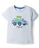 Rabbit Sinker Knit Half Sleeves T-Shirt with Coolest Croc Around Print Blue 2-3 Years