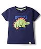 Rabbit Sinker Knit T-Shirts Half Sleeves Dino Days Print XL Navy Blue 2-3 Years