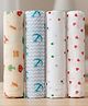 GRASPING FINGERS Soft Breathable 110x100 Cm 100% Muslin Cotton Baby Multipurpose Swaddle Set of 4