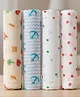 GRASPING FINGERS Soft Breathable 110x100 Cm 100% Muslin Cotton Baby Multipurpose Swaddle Set of 4