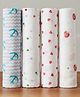GRASPING FINGERS Soft Breathable 110x100 Cm 100% Muslin Cotton Baby Multipurpose Swaddle Set of 4