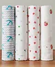 GRASPING FINGERS Soft Breathable 110x100 Cm 100% Muslin Cotton Baby Multipurpose Swaddle Set of 4