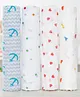 GRASPING FINGERS Soft Breathable 110x100 Cm 100% Muslin Cotton Baby Multipurpose Swaddle Set of 4