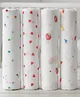 GRASPING FINGERS Soft Breathable 110x100 Cm 100% Muslin Cotton Baby Multipurpose Swaddle Set of 4