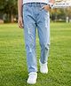 Pine Kids Denim Woven Full Length Distressed Solid Jeans - Blue