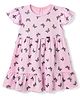 Babyhug Interlock Knit Frock with Half Sleeves and Butterfly Print - Pink