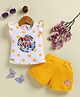 Annie Kids Sinker Knit Mickey & Friends Featuring Frill Sleeves Polka Dots Minnie Mouse & Daisy Duck Printed Top & Shorts Set - Yellow