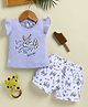 Annie Kids Sinker Knit Disney Bambi Featuring Frill Sleeves Thumper Printed Top & Shorts Set - Purple
