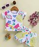 Annie Kids Sinker Knit Half Sleeves Fruits Printed Coordinating Top & Shorts Set - White