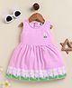 Annie Kids Sinker Knit Sleeveless Striped Floral Printed & Patch Detailed Dress - Pink