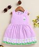 Annie Kids Sinker Knit Sleeveless Striped Floral Printed & Patch Detailed Dress - Purple