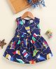 Annie Kids Sinker Knit Sleeveless Flags Printed Dress - Blue