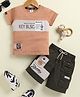 UNO KIDS Lycra Knit Half Sleeves Bioage Text Printed Patch Detailed Tee & Shorts Set - Rust