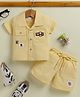 UNO KIDS Cotton Knit Half Sleeves Teddy Bear Applique Detailed Shirt & Shorts Set - Yellow