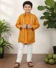 Polka Tots Cotton Woven Full Sleeves Solid Kurta & Pyjama With Lace Embellished Jacket Set - Orange