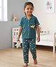Polka Tots Cotton Woven Half Sleeves Plane Printed Shirt & Pajama Night Suit - Green