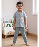 Polka Tots Cotton Woven Half Sleeves Shine Bright Text Printed Shirt & Pajama Night Suit - Light Grey