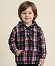 Polka Tots Cotton Woven Full Sleeves Checked Hooded Shirt - Peach