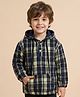 Polka Tots Cotton Woven Full Sleeves Checked Hooded Shirt - Green