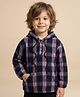 Polka Tots Cotton Woven Full Sleeves Checked Hooded Shirt - Pink