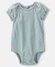 OshKosh B'gosh Woven Half Raglan Sleeves Eyelet Solid Onesie - Mint Green