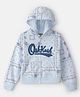 OshKosh B'gosh Cotton Knit Hoodie Floral Logo Zip-Up Blue 7-8 Years