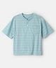 OshKosh B'gosh Cotton Woven Henley Jacquard Stripe T-Shirt Blue 7-8 Years