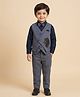 Rikidoos Cotton Woven Full Sleeve 3 Piece Party Suit WIth Bow & Lion Embroidery - Black & Dark Grey