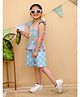 Tiny Bugs Cotton Woven Frill Sleeves Floral Printed Top & Shorts Set - Sky Blue