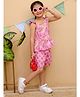 Tiny Bugs Cotton Woven Frill Sleeves Floral Printed Top & Shorts Set - Pink