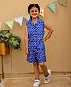 Tiny Bugs Cotton Woven Sleeveless Floral Printed Coordinating Shirt & Shorts Set - Blue