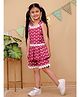 Tiny Bugs Cotton Woven Sleeveless Floral Printed Lace Embellished Coordinating Top & Shorts Set - Pink