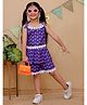 Tiny Bugs Cotton Woven Sleeveless Floral Printed Lace Embellished Coordinating Top & Shorts Set - Purple