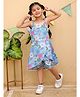Tiny Bugs Cotton Woven Sleeveless Floral Printed Coordinating Frock Styled Top & Shorts Set - Sky Blue