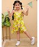 Tiny Bugs Cotton Woven Sleeveless Floral Printed Coordinating Frock Styled Top & Shorts Set - Yellow