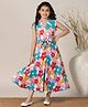 Fashion Dream Cotton Blend Knit Sleeveless Floral Printed Dress - Multi Colour