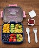 Mi Arcus Cat Print Kids Leakproof Bento Box with 4 Compartments Lunch Box with Spoon & Fork - Blue& Pink